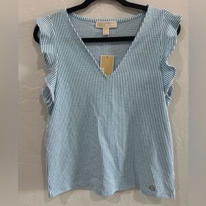 Michael Kors ribbed flutter sleave blouse NWT